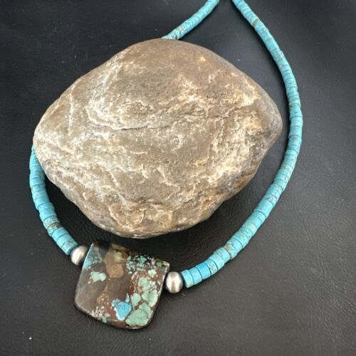 Navajo SpiderWeb Turquoise Heishi Pearls Necklace | Sterling Silver | 20" | 16912