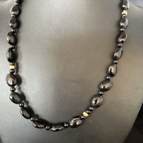 Navajo Black Onyx Necklace | Sterling Silver & Gold Filled | 18" | Authentic Native American Handmade | 10018