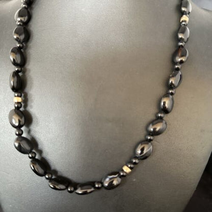 Navajo Black Onyx Necklace | Sterling Silver & Gold Filled | 18" | Authentic Native American Handmade | 10018
