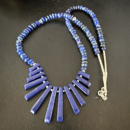 Men's Navajo Blue Lapis Necklace | Sterling Silver | 18" | Authentic Native American Handmade | 15771