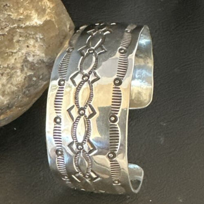 Navajo Stamped Cuff Bracelet | Sterling Silver | Authentic Native American Handmade | 17457