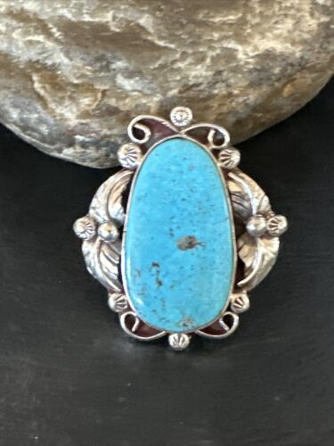 Men's Blue Kingman Turquoise Ring | Navajo Sterling Silver | Sz 10 | Authentic Native American Handmade | 15519