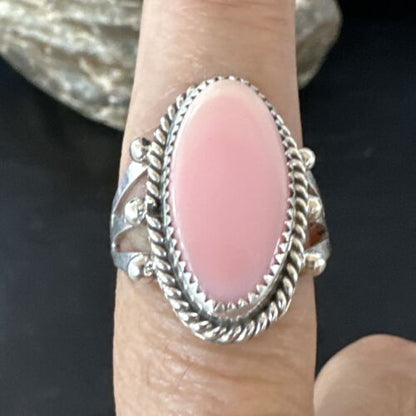 Navajo Oval Pink Conch Ring | Handmade | Sz 8 | Authentic Native American | 16045