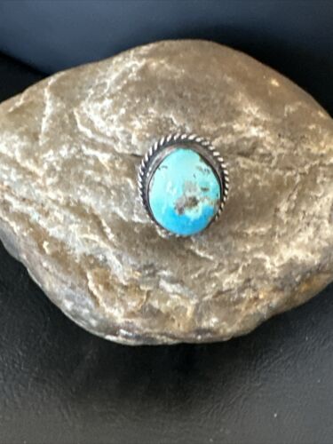Navajo Blue Kingman Turquoise Ring | Sterling Silver | Sz 5.5 | Authentic Native American Handmade | 16893