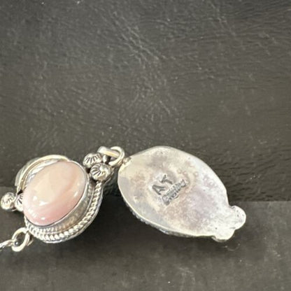 Navajo Pink Conch Shell Dangle Earrings | Sterling Silver | Authentic Native American Handmade | 17197 - Masha USA