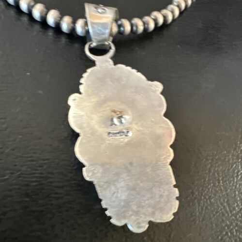 Navajo Blue Boulder Turquoise Necklace Pendant | Sterling Silver | Men's Women's | 16137