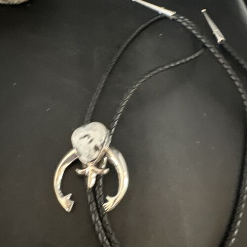 Men's Naja White Buffalo Turquoise Bolo Tie | Navajo Sterling Silver | Authentic Native American Handmade | 15275 - Masha USA