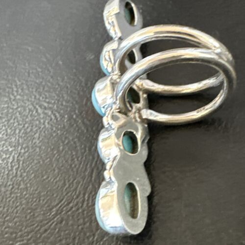 Navajo Women's Cluster Blue Larimar Ring | Authentic Native American Sterling Silver | Multi-Stone | Sz 7.5 | 15953