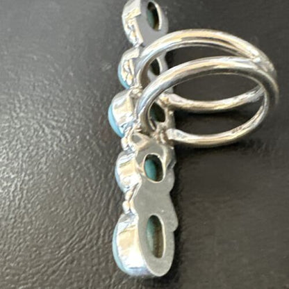 Navajo Women's Cluster Blue Larimar Ring | Authentic Native American Sterling Silver | Multi-Stone | Sz 7.5 | 15953