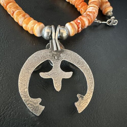 Navajo White Buffalo Turquoise Spiny Naja Pendant Necklace | Sterling Silver | 23" | 14930