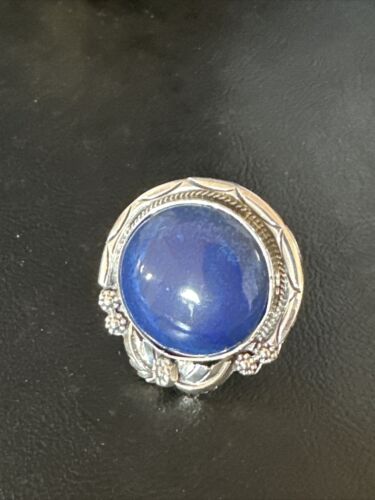 Men's Women's Blue Lapis Lazuli Ring | Navajo Sterling Silver | Sz 9.5 | Authentic Native American Handmade | 14950 - Masha USA