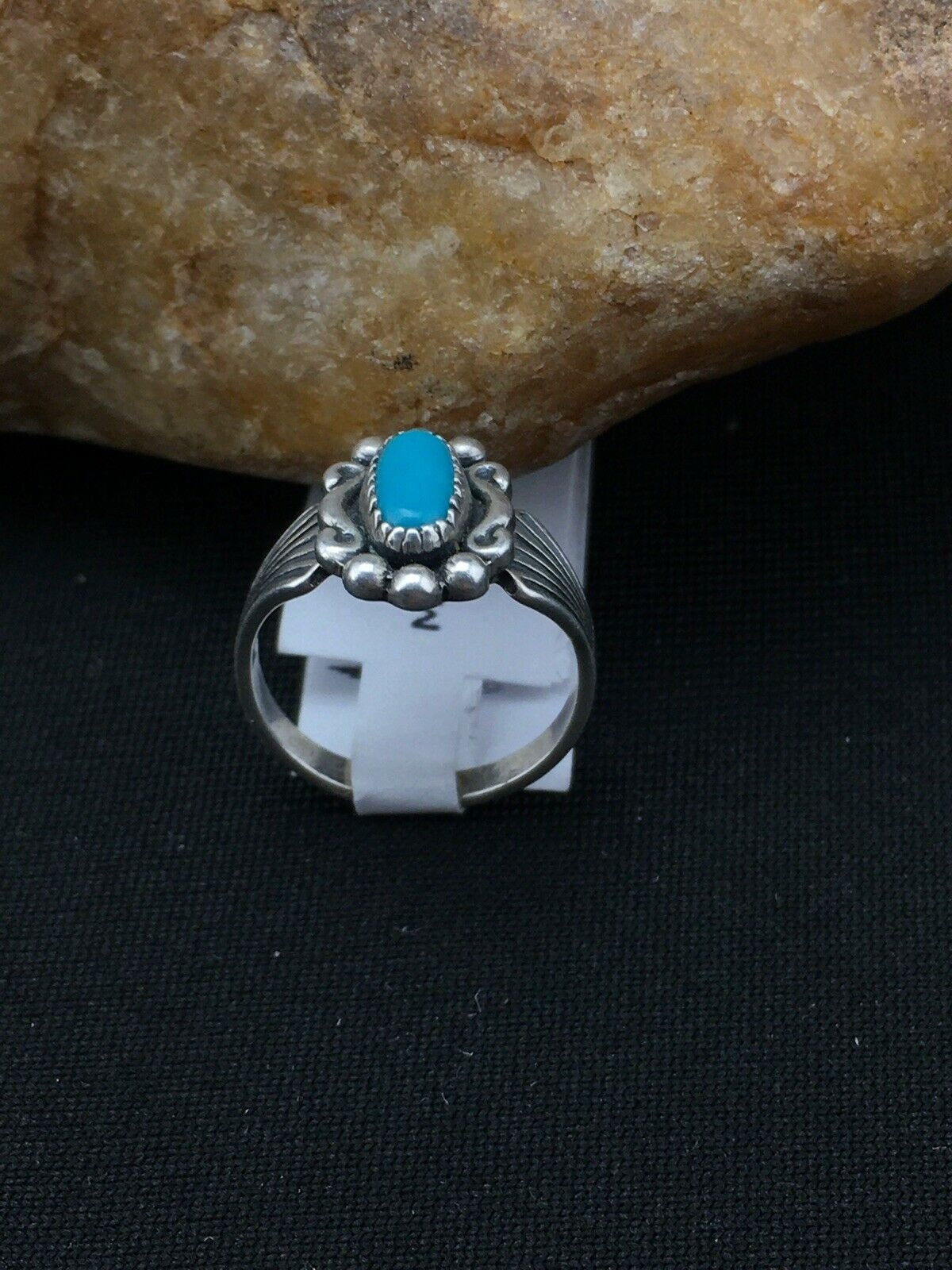 Native American Navajo Blue Turquoise Ring | Sterling Silver | Sz 4.5 | 4448
