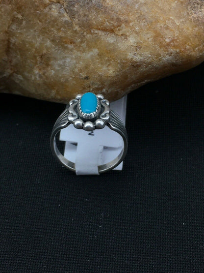 Native American Navajo Blue Turquoise Ring | Sterling Silver | Sz 4.5 | 4448