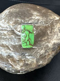 Adjustable Navajo Green Mojave Turquoise Ring | Sterling Silver | Sz 10 | 15710
