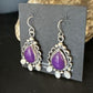 Navajo Purple Sugilite White Mother of Pearl Earrings | Sterling Silver | 1" | Authentic Native American Handmade | 15334