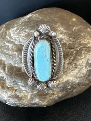 Men's Women's Dry Creek Turquoise Ring | Navajo Sterling Silver | Sz 9 | 15896