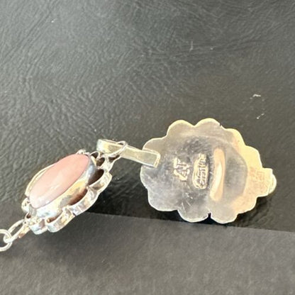 Navajo Pink Conch Shell Dangle Earrings | Sterling Silver | Authentic Native American Handmade | 17214