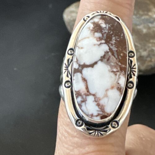 Navajo Wild Horse Turquoise Ring | Sterling Silver | Sz 8.5 | Authentic Native American Handmade | 16470