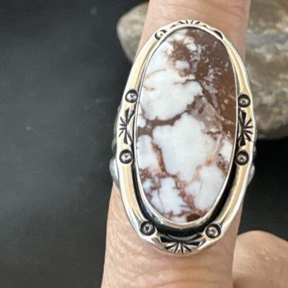 Navajo Wild Horse Turquoise Ring | Sterling Silver | Sz 8.5 | Authentic Native American Handmade | 16470