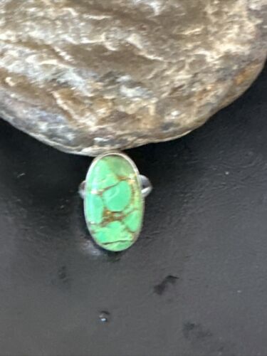 Southwestern Navajo Green Mojave Turquoise Ring | Sterling Silver | Sz 6 | 15598