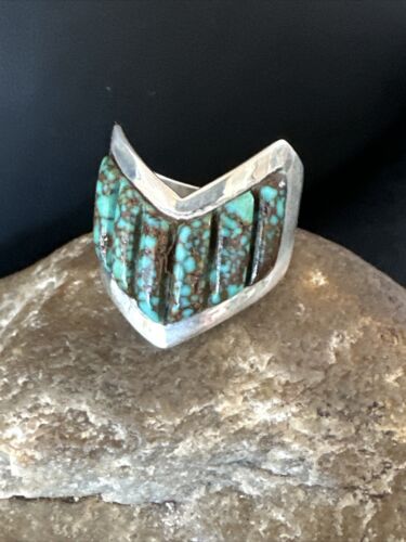 Navajo Men's Inlay Blue Spiderweb Turquoise Ring | Sterling Silver | Sz 12 | 15914