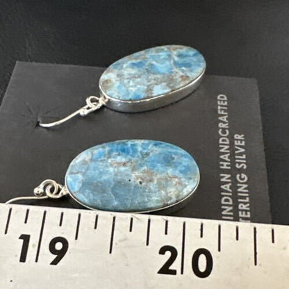 Blue Denim Lapis Dangle Earrings | Sterling Silver | 1" | 15792