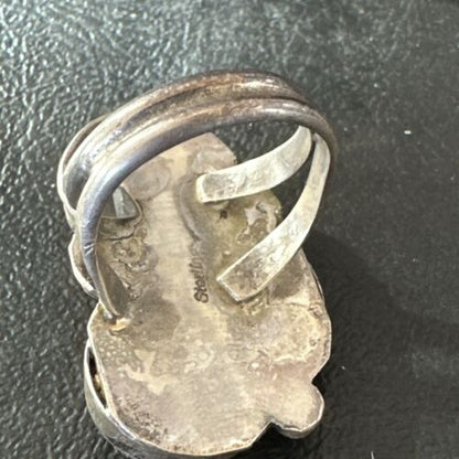 Navajo Apple Coral Sponge Multi-Stone Ring | Authentic Native American Sterling Silver | Multi-Stone | Sz 9 | 16890