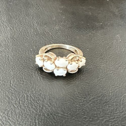 Navajo White Opal Multi-Stone Ring | Authentic Native American Sterling Silver | Multi-Stone | Sz 7 | 17157