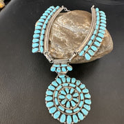 Navajo Blue Turquoise Choker Necklace | Sterling Silver | 17" | Authentic Native American Handmade | 15906