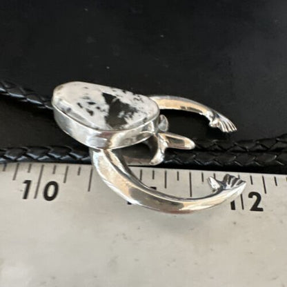Men's Naja White Buffalo Turquoise Bolo Tie | Navajo Sterling Silver | Authentic Native American Handmade | 15274
