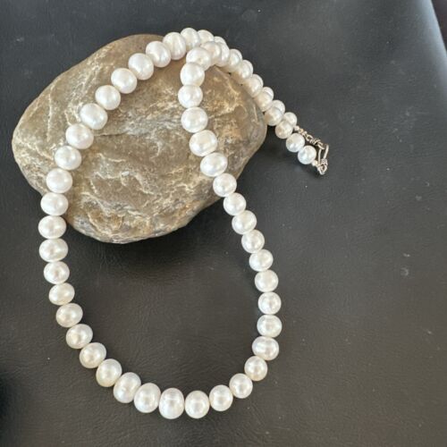 Handmade White Freshwater Pearl Bead Necklace | Sterling Silver | 21" | 17368