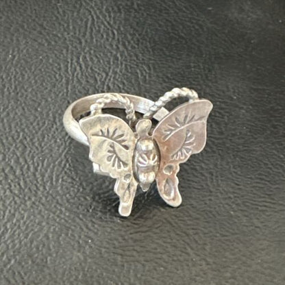 Navajo Sterling Silver Butterfly Ring | Sz 8.5 | Authentic Native American Handmade | 16973