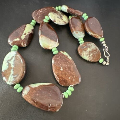 Navajo Men's Green Chrysoprase & Howlite Necklace | Sterling Silver | 20" | Authentic Native American Handmade | 16820