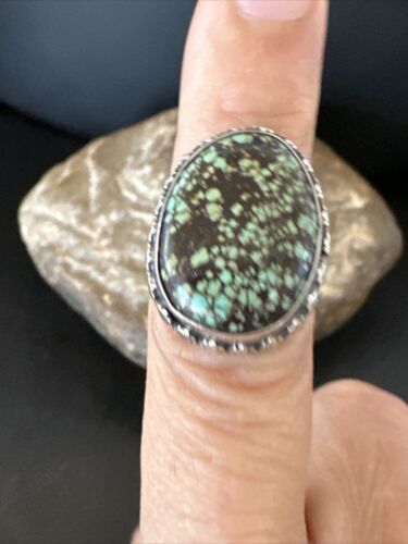 Navajo Spiderweb Blue Turquoise Ring | Sterling Silver | Sz 6 | Authentic Native American Handmade | 16892