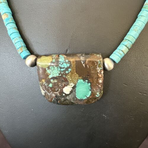 Navajo SpiderWeb Turquoise Heishi Pearls Necklace | Sterling Silver | 20" | Authentic Native American Handmade | 17035