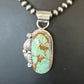 Navajo Blue #8 Turquoise Pendant Necklace | Sterling Silver Pearls | Authentic Native American Handmade | 15509