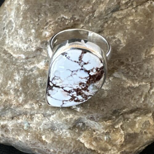 Men's & Women's Wild Horse Turquoise Navajo Ring | Sterling Silver | Sz 7 | Authentic Native American Handmade | 17365