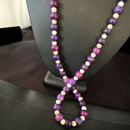 Navajo Purple Sugilite Bead Jasper Necklace | Sterling Silver | 29" | Authentic Native American Handmade | 15347