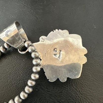 Navajo Sterling Silver Blue Kingman Turquoise Necklace Pendant | Men's Women's | 17478