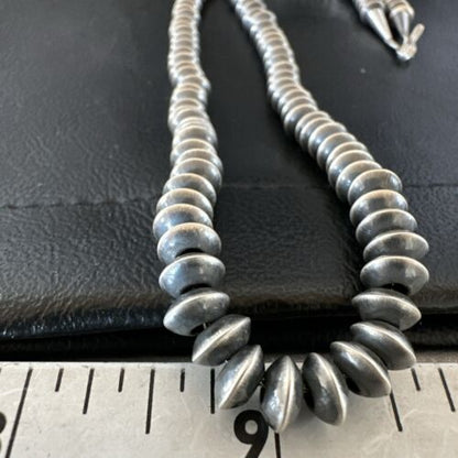 Navajo Pearl Sterling Silver Saucer Bead Necklace | Hand Strung 7mm | 20" | Authentic Native American | 60720