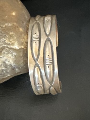 Native American Sterling Silver Navajo Stamped Cuff Bracelet | Authentic Handmade | 15985