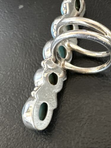 Navajo Women's Cluster Blue Larimar Ring | Authentic Native American Sterling Silver | Multi-Stone | Sz 7 | 15945