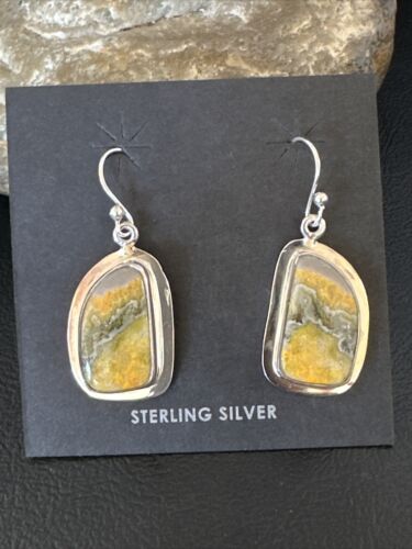 Navajo Bumblebee Jasper Earrings | Sterling Silver | Authentic Native American Handmade | 15822