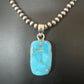 Blue Kingman Turquoise Pendant | Navajo Pearls | Sterling Silver Necklace 20" | 16696