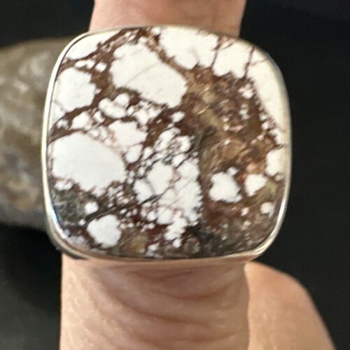 Women's Wild Horse Turquoise Ring | Navajo Sterling Silver | Sz 7 Adjustable | Authentic Native American Handmade | 15545