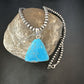 Blue Kingman Turquoise Pendant | Navajo Pearls | Sterling Silver Necklace 20" | 17009