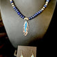 Navajo Opal Feather Multi-Color Lapis Pendant Necklace & Earring Set | Sterling Silver | Authentic Native American Handmade | 15031