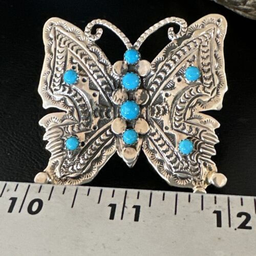 Navajo Turquoise Butterfly Ring | Authentic Native American Sterling Silver | Multi-Stone | Sz 8 | 16170 - Masha USA