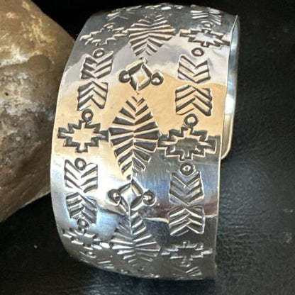 Navajo Stamped Cuff Bracelet | Sterling Silver | Authentic Native American Handmade | 17458