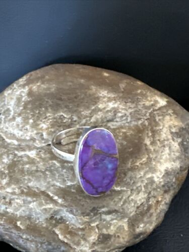 Adjustable Sterling Silver Purple Mojave Turquoise Ring | Sz 10 | 15612